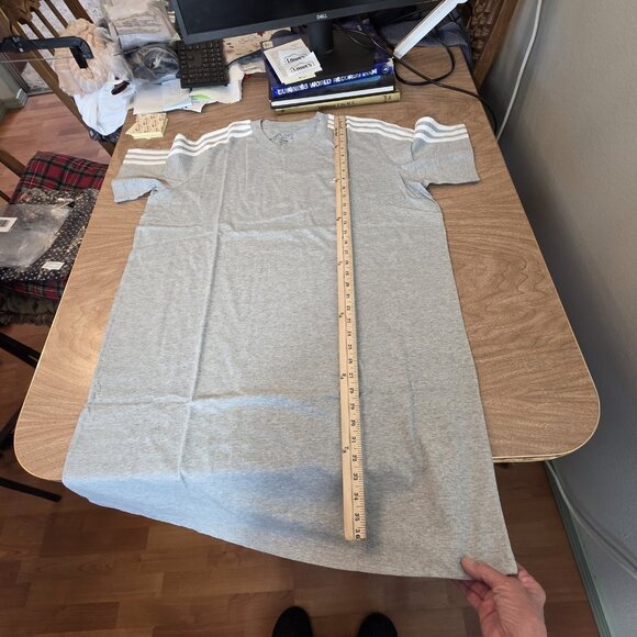 Adidas Shirt Womens 1X Dress Loose Fit Medium Three Stripes Grey Heather - Picture 14 of 16